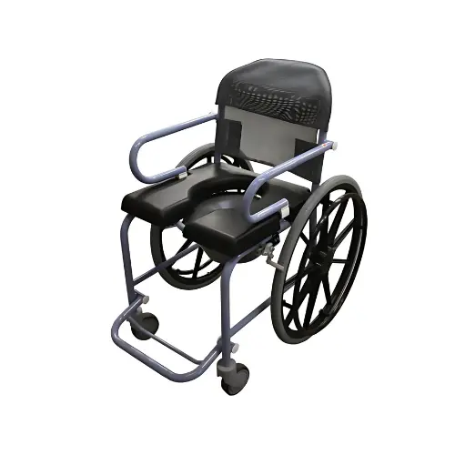 Fauteuil de Douche Compact à Grandes Roues avec Accoudoirs Escamotables