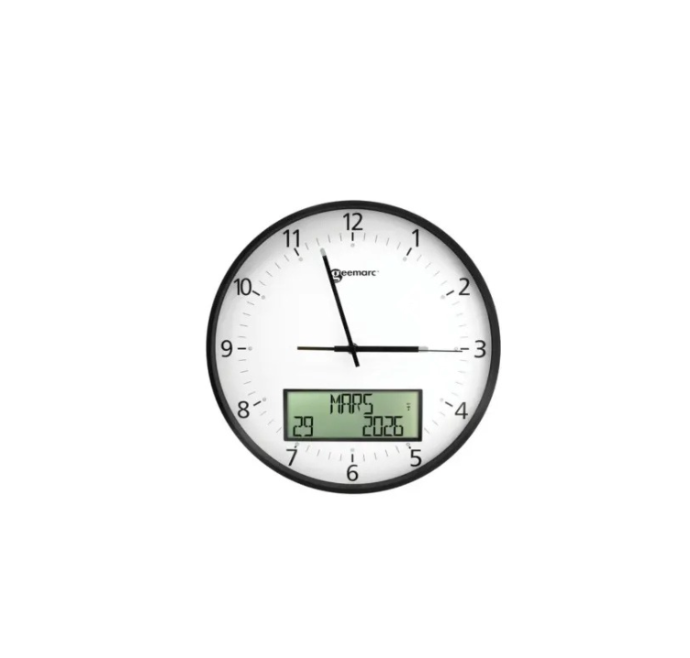 horloge analogique avec écran numérique senior