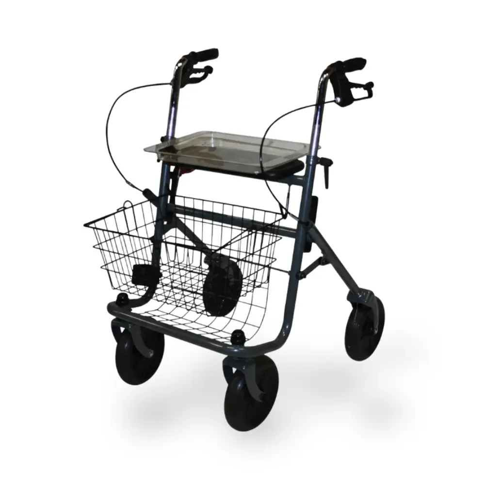 Déambulateur 4 roues avec siège en mousse et panier