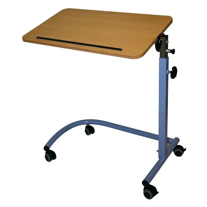 [7000099] Table de Lit Inclinable avec Piétement Cintré et Grand Plateau (Autre coloris sur demande, Sans roulettes à freins)