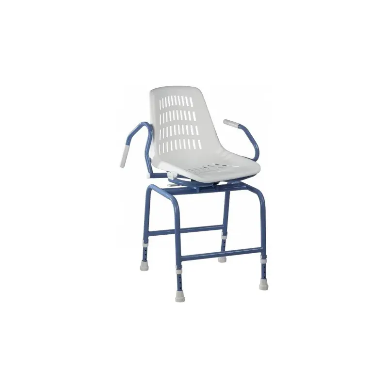 [7000156] Siège de Douche Pivotant 360° Réglable avec Accoudoirs Relevables (Bleu pastel)