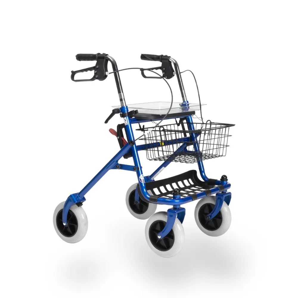 [7000401] Déambulateur Pliant 4 Roues avec Panier et Plateau (Gris)
