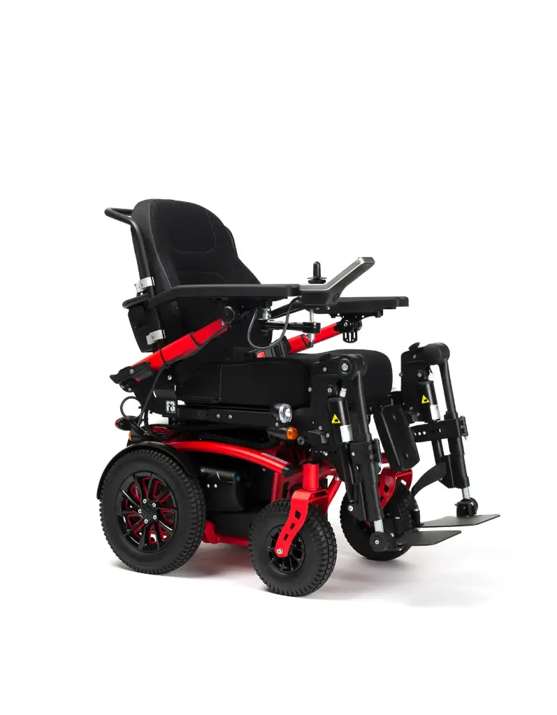 [7000577] Fauteuil Roulant Électrique Compact Intérieur et Extérieur (40 cm, Rouge, Réglage manuel)