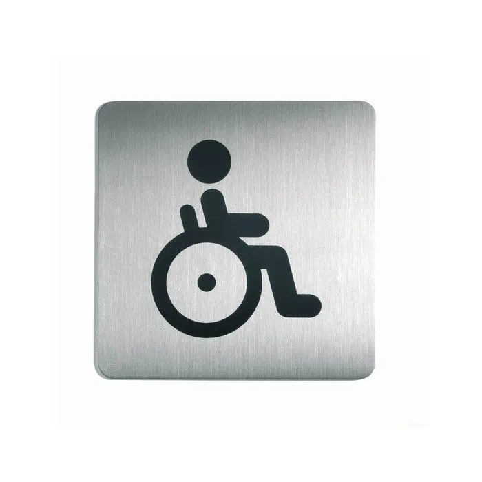 Plaque de porte PMR - 150x150mm - Acier Brossé