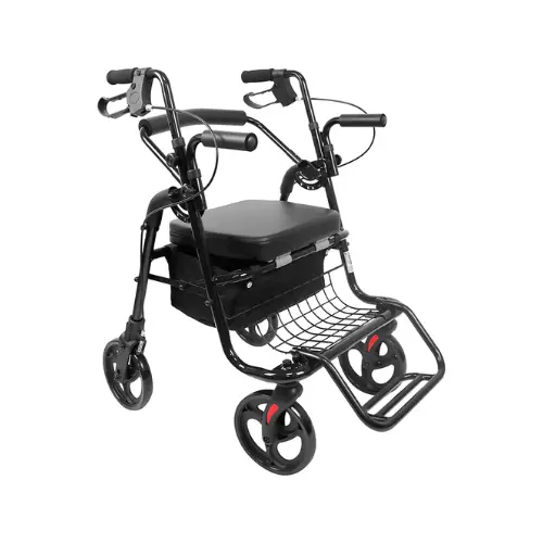 [7017024] Déambulateur Fauteuil Roulant Pliant 2 en 1 Confort (Noir)