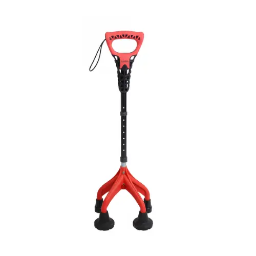 [7017031] Canne Quadripode Lourde Ergonomique Réglable (Rouge)