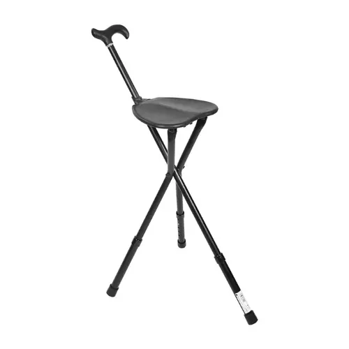 [7017042] Canne Siège Pliable 2 en 1 Réglable Aluminium