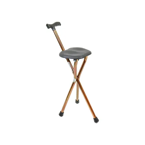 [7017043] Canne Siège Pliante 2 en 1 Aluminium Trépied