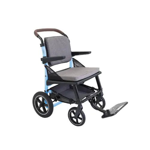 [7017047] Fauteuil Roulant de Transport Pliant Confort Compact (Bleu)