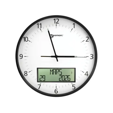 [7017107] Horloge Analogique avec Écran Numérique jour et date (Jaune)