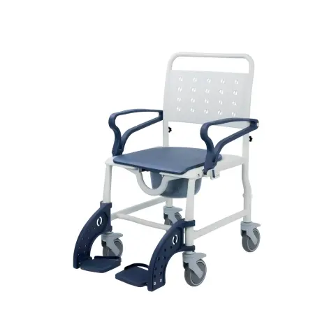 Chaise de Douche 4 en 1 avec Roulettes et Accoudoirs Relevables