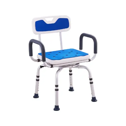 [7017137] Chaise de douche pivotante 360° avec accoudoirs et dossier