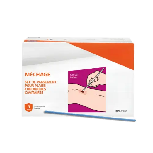 Set de pansement pour plaies chroniques avec méchage