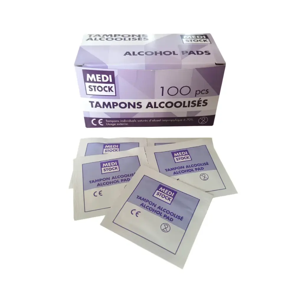 Tampons alcoolisés désinfectants boîte de 100