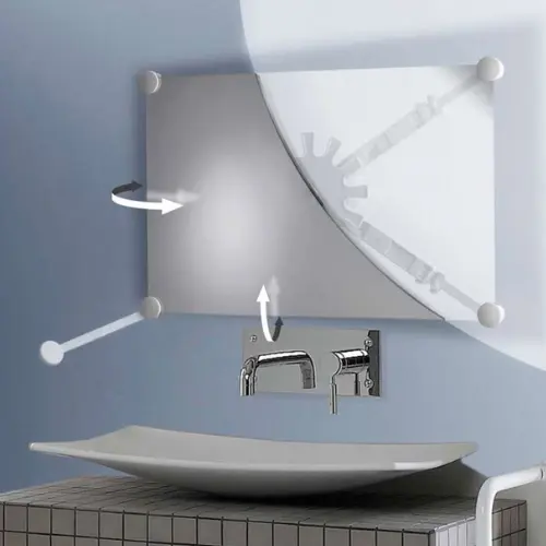 Miroir de salle de bain orientable avec support et miroir