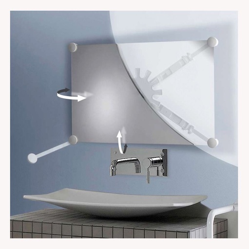 [6880209] Miroir de salle de bain orientable avec support et miroir